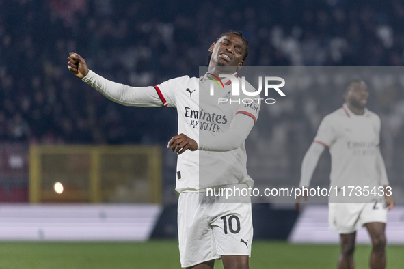 Rafael Leao plays during the Serie A match between AC Monza and AC Milan at U-Power Stadium in Monza, Italy, on November 2, 2024. 