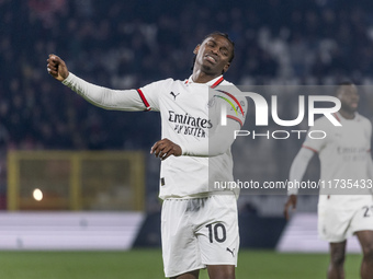 Rafael Leao plays during the Serie A match between AC Monza and AC Milan at U-Power Stadium in Monza, Italy, on November 2, 2024. (