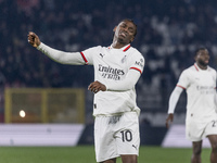 Rafael Leao plays during the Serie A match between AC Monza and AC Milan at U-Power Stadium in Monza, Italy, on November 2, 2024. (