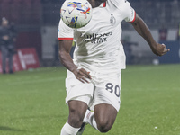 Yunus Musah plays during the Serie A match between AC Monza and AC Milan in Monza, Italy, on November 2, 2024, at U-Power Stadium (