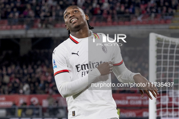 Rafael Leao plays during the Serie A match between AC Monza and AC Milan at U-Power Stadium in Monza, Italy, on November 2, 2024. 