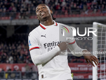 Rafael Leao plays during the Serie A match between AC Monza and AC Milan at U-Power Stadium in Monza, Italy, on November 2, 2024. (