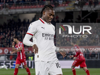 Rafael Leao plays during the Serie A match between AC Monza and AC Milan at U-Power Stadium in Monza, Italy, on November 2, 2024. (