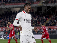 Rafael Leao plays during the Serie A match between AC Monza and AC Milan at U-Power Stadium in Monza, Italy, on November 2, 2024. (