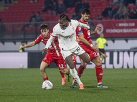 Rafael Leao plays during the Serie A match between AC Monza and AC Milan at U-Power Stadium in Monza, Italy, on November 2, 2024. (