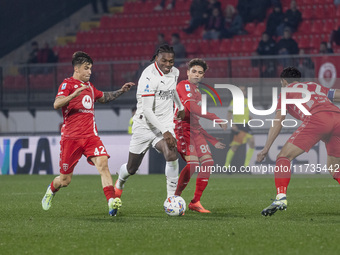 Rafael Leao plays during the Serie A match between AC Monza and AC Milan at U-Power Stadium in Monza, Italy, on November 2, 2024. (