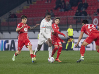 Rafael Leao plays during the Serie A match between AC Monza and AC Milan at U-Power Stadium in Monza, Italy, on November 2, 2024. (