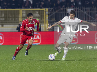 Christian Pulisic plays during the Serie A match between AC Monza and AC Milan at U-Power Stadium in Monza, Italy, on November 2, 2024. (