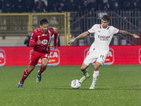 Christian Pulisic plays during the Serie A match between AC Monza and AC Milan at U-Power Stadium in Monza, Italy, on November 2, 2024. (