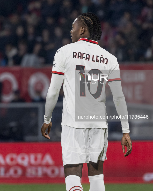 Rafael Leao plays during the Serie A match between AC Monza and AC Milan at U-Power Stadium in Monza, Italy, on November 2, 2024. 