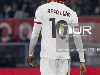 Rafael Leao plays during the Serie A match between AC Monza and AC Milan at U-Power Stadium in Monza, Italy, on November 2, 2024. (