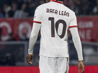 Rafael Leao plays during the Serie A match between AC Monza and AC Milan at U-Power Stadium in Monza, Italy, on November 2, 2024. (