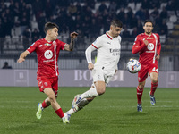 Alvaro Morata plays during the Serie A match between AC Monza and AC Milan at U-Power Stadium in Monza, Italy, on November 2, 2024 (