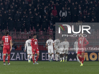 Tijjani Reijnders celebrates after scoring a goal during the Serie A football match between AC Monza and AC Milan at U-Power Stadium in Monz...