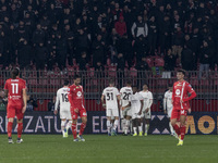 Tijjani Reijnders celebrates after scoring a goal during the Serie A football match between AC Monza and AC Milan at U-Power Stadium in Monz...