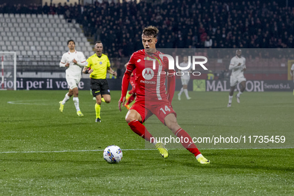 Daniel Maldini plays during the Serie A match between AC Monza and AC Milan at U-Power Stadium in Monza, Italy, on November 2, 2024. 