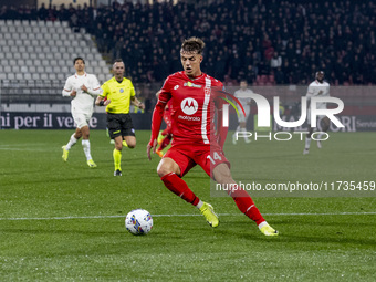 Daniel Maldini plays during the Serie A match between AC Monza and AC Milan at U-Power Stadium in Monza, Italy, on November 2, 2024. (