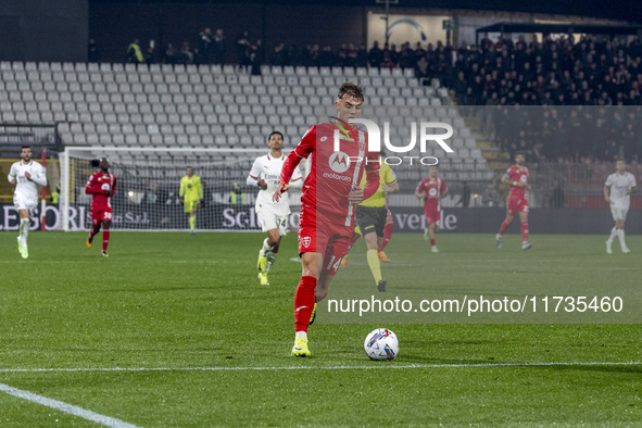 Daniel Maldini plays during the Serie A match between AC Monza and AC Milan at U-Power Stadium in Monza, Italy, on November 2, 2024. 