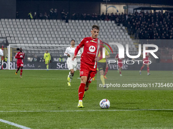 Daniel Maldini plays during the Serie A match between AC Monza and AC Milan at U-Power Stadium in Monza, Italy, on November 2, 2024. (