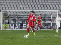 Daniel Maldini plays during the Serie A match between AC Monza and AC Milan at U-Power Stadium in Monza, Italy, on November 2, 2024. (