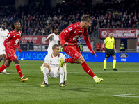 Daniel Maldini plays during the Serie A match between AC Monza and AC Milan at U-Power Stadium in Monza, Italy, on November 2, 2024. (