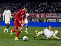 Daniel Maldini plays during the Serie A match between AC Monza and AC Milan at U-Power Stadium in Monza, Italy, on November 2, 2024. (