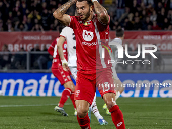 Pedro Pereira plays during the Serie A match between AC Monza and AC Milan at U-Power Stadium in Monza, Italy, on November 2, 2024. (