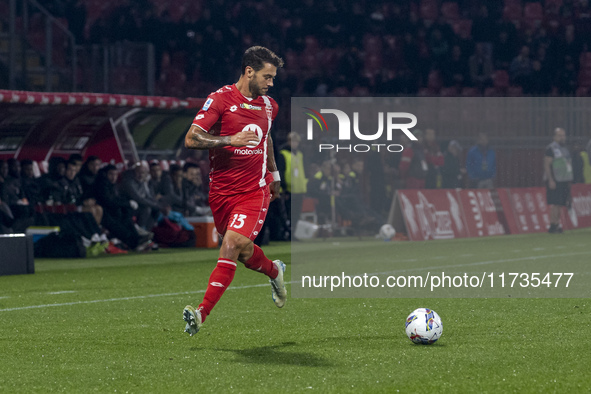 Pedro Pereira plays during the Serie A match between AC Monza and AC Milan at U-Power Stadium in Monza, Italy, on November 2, 2024. 