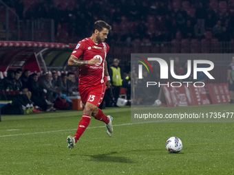 Pedro Pereira plays during the Serie A match between AC Monza and AC Milan at U-Power Stadium in Monza, Italy, on November 2, 2024. (