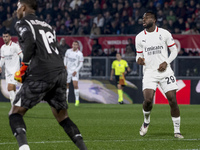 Youssouf Fofana plays during the Serie A match between AC Monza and AC Milan at U-Power Stadium in Monza, Italy, on November 2, 2024. (