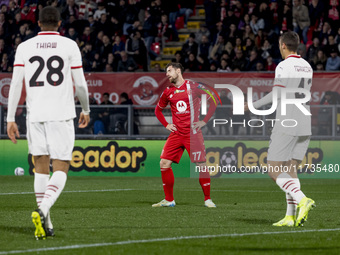 Georgios Kyriakopoulos plays during the Serie A match between AC Monza and AC Milan at U-Power Stadium in Monza, Italy, on November 2, 2024....