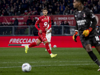 Daniel Maldini plays during the Serie A match between AC Monza and AC Milan at U-Power Stadium in Monza, Italy, on November 2, 2024. (