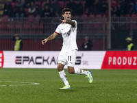 Christian Pulisic plays during the Serie A match between AC Monza and AC Milan at U-Power Stadium in Monza, Italy, on November 2, 2024. (