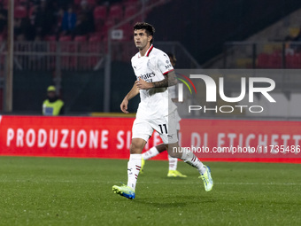 Christian Pulisic plays during the Serie A match between AC Monza and AC Milan at U-Power Stadium in Monza, Italy, on November 2, 2024. (