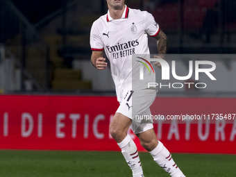 Christian Pulisic plays during the Serie A match between AC Monza and AC Milan at U-Power Stadium in Monza, Italy, on November 2, 2024. (