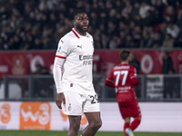 Youssouf Fofana plays during the Serie A match between AC Monza and AC Milan at U-Power Stadium in Monza, Italy, on November 2, 2024. (