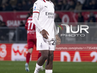 Youssouf Fofana plays during the Serie A match between AC Monza and AC Milan at U-Power Stadium in Monza, Italy, on November 2, 2024. (