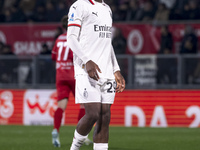 Youssouf Fofana plays during the Serie A match between AC Monza and AC Milan at U-Power Stadium in Monza, Italy, on November 2, 2024. (