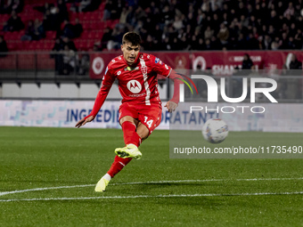 Daniel Maldini plays during the Serie A match between AC Monza and AC Milan at U-Power Stadium in Monza, Italy, on November 2, 2024. (