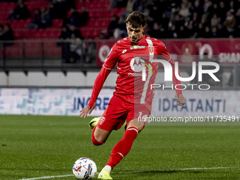 Daniel Maldini plays during the Serie A match between AC Monza and AC Milan at U-Power Stadium in Monza, Italy, on November 2, 2024. (