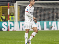 Alvaro Morata plays during the Serie A match between AC Monza and AC Milan at U-Power Stadium in Monza, Italy, on November 2, 2024 (