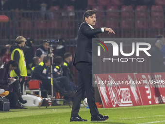 Paulo Fonseca participates in the Serie A match between AC Monza and AC Milan at U-Power Stadium in Monza, Italy, on November 2, 2024. (