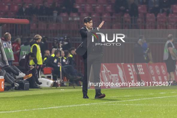 Paulo Fonseca participates in the Serie A match between AC Monza and AC Milan at U-Power Stadium in Monza, Italy, on November 2, 2024. 