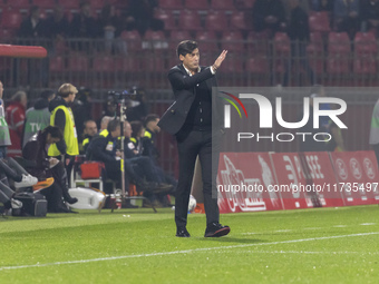 Paulo Fonseca participates in the Serie A match between AC Monza and AC Milan at U-Power Stadium in Monza, Italy, on November 2, 2024. (