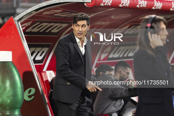 Paulo Fonseca participates in the Serie A match between AC Monza and AC Milan at U-Power Stadium in Monza, Italy, on November 2, 2024. 