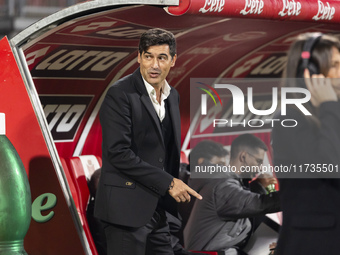 Paulo Fonseca participates in the Serie A match between AC Monza and AC Milan at U-Power Stadium in Monza, Italy, on November 2, 2024. (