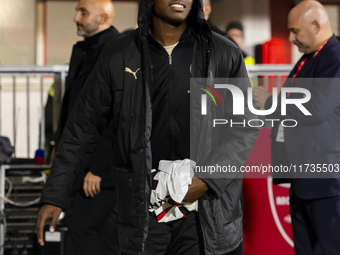 Rafael Leao plays during the Serie A match between AC Monza and AC Milan at U-Power Stadium in Monza, Italy, on November 2, 2024. (