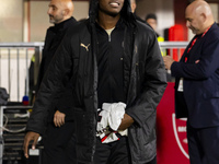 Rafael Leao plays during the Serie A match between AC Monza and AC Milan at U-Power Stadium in Monza, Italy, on November 2, 2024. (