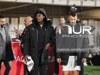 Rafael Leao plays during the Serie A match between AC Monza and AC Milan at U-Power Stadium in Monza, Italy, on November 2, 2024. (