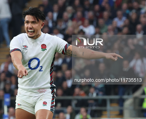 England's Marcus Smith (Harlequins) participates in the Autumn Nations Series International Rugby match between England and New Zealand at A...